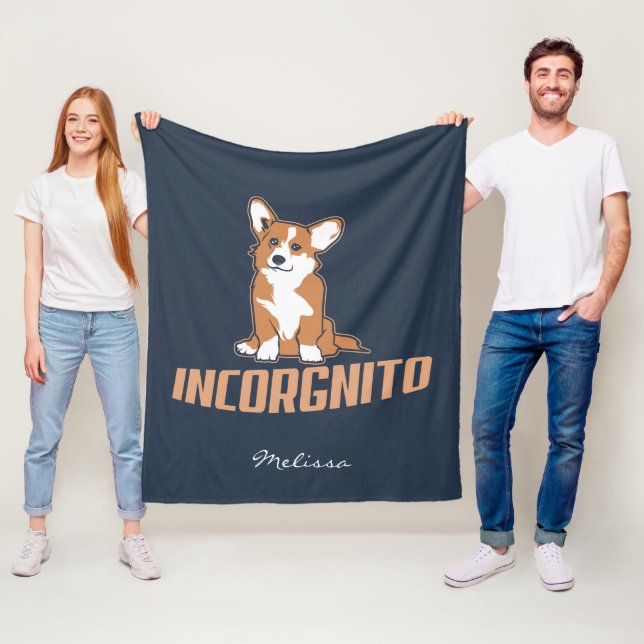 Corgi Incognito Dog Mom Gag Fleece Blanket (In Situ)