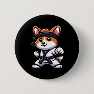 Corgi Karate Funny Dog Martial Arts Men Women Girl 2 Inch Round Button