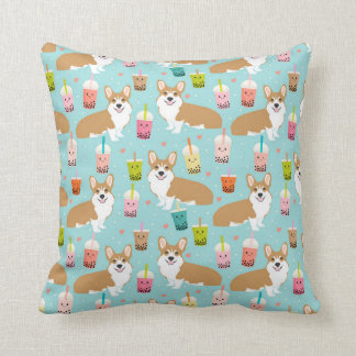 Corgi Kawaii Boba Tea - bubble teas Throw Pillow