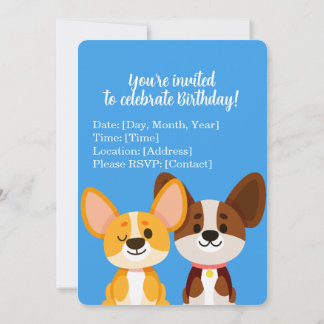 Corgi Kids Birthday Invitation