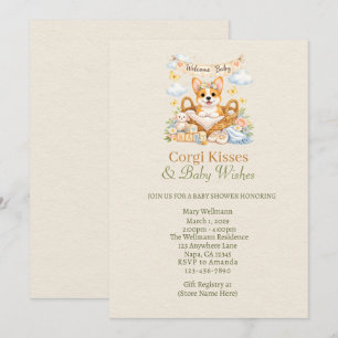 Corgi Kisses & Baby Wishes Baby Shower Invitation 