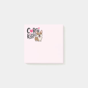 Corgi Kisses Pink Hearts Puppy Dog Lovers Post-it Notes