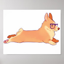 Corgi laying down poster