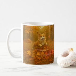Corgi Leaf Leap Coffee Mug