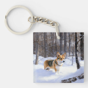 Corgi Let It Snow Christmas Keychain