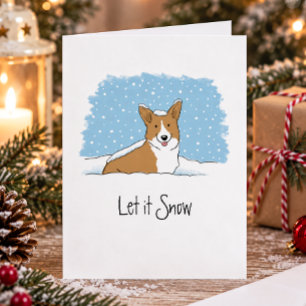 Corgi Let it Snow - Customizable Text Holiday Card