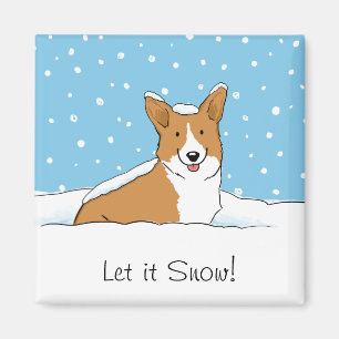 Corgi Let it Snow - Cute Dog with Custom Text Magnet