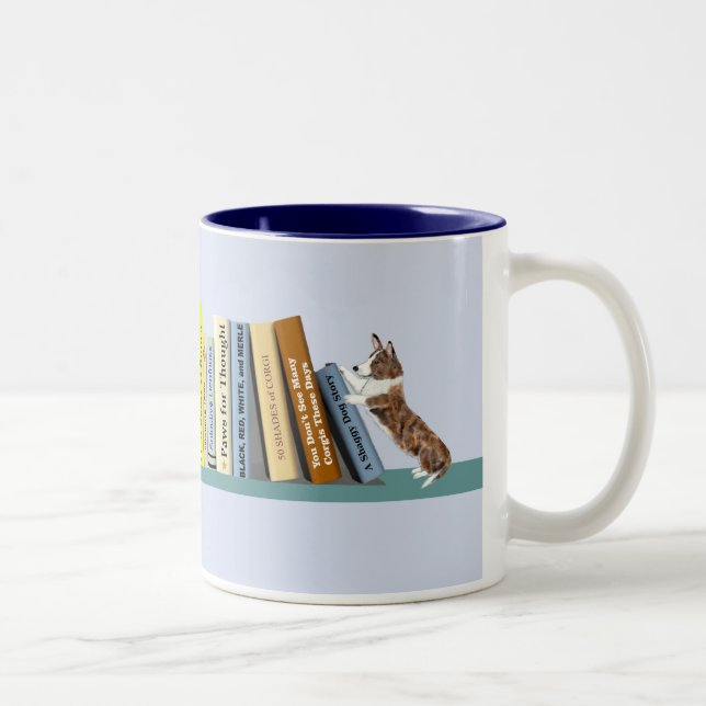 Corgi Library Two-Tone Coffee Mug (Right)