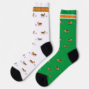 Corgi Life   Men Socks   Tri w. Tail v1   Green