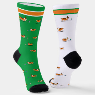 Corgi Life   Men Socks   Tri w. Tail v2   Green