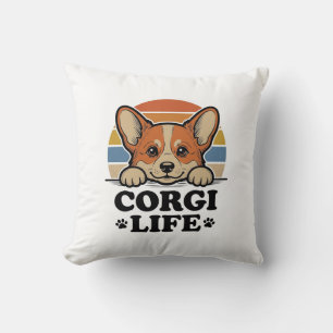Corgi Life Shirt Vintage Engraving Dog Lover Art_1 Throw Pillow