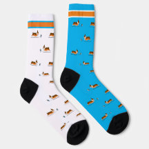 Corgi Life | Women Socks | Tricolor v1 | Blue