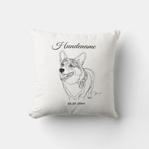Corgi Line Art personalized dog Throw Pillow