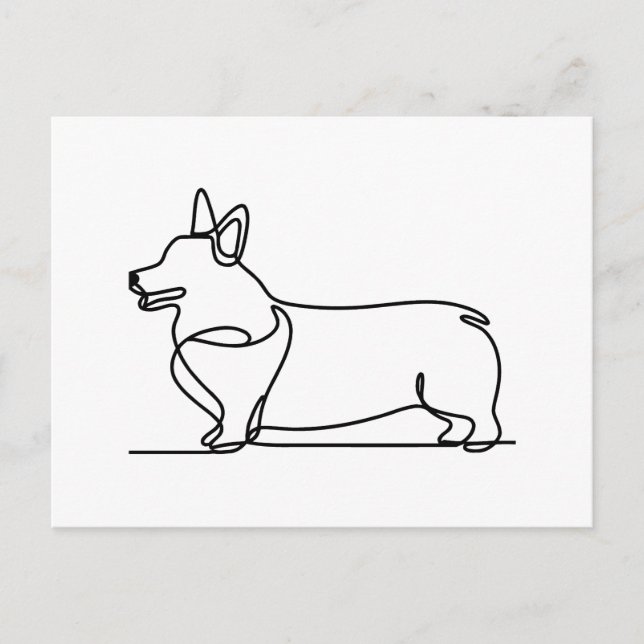 Corgi Line Drawing Postcard (Front)