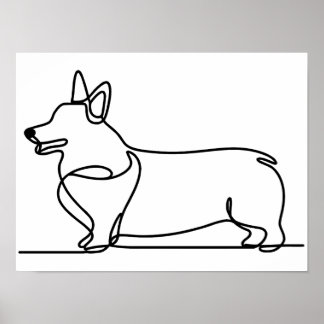 Corgi Line Drawing Poster