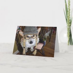 Corgi- Little Girl with Note to Santa Card