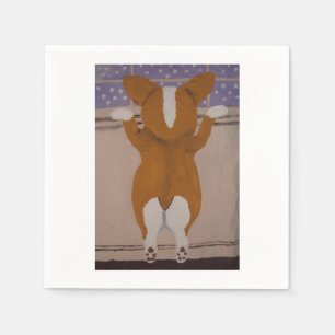 Corgi looking out window napkin