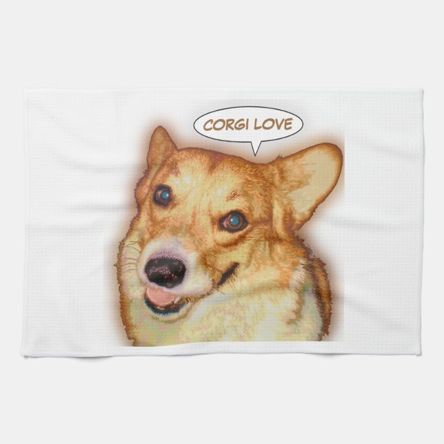 Corgi Love Kitchen Towel (Horizontal)