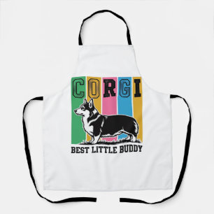 Corgi Love Shirt Vintage Engraving Dog Silhouette_ Apron