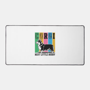 Corgi Love Shirt Vintage Engraving Dog Silhouette_ Desk Mat