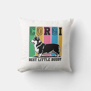 Corgi Love Shirt Vintage Engraving Dog Silhouette_ Throw Pillow