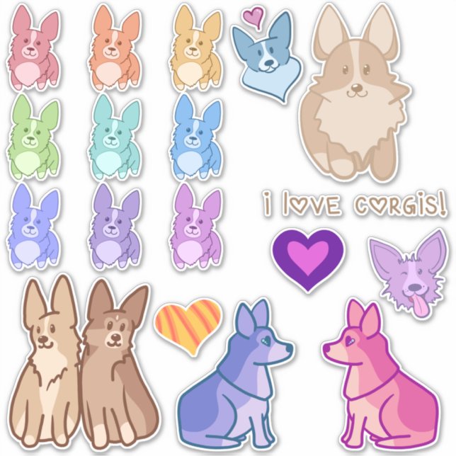 Corgi Love Sticker Pack (Front)