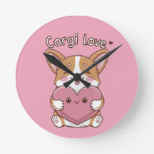 Corgi Love Wall Clock