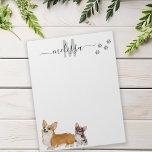 Corgi Love Watercolor Monogram Personalized  Notepad<br><div class="desc">This design may be personalized in the area provided by changing the photo and/or text. Or it can be customized by clicking Personalize this Template and then choosing the click to customize further option and delete or change the colour of the background, add text, change the text colour or style,...</div>