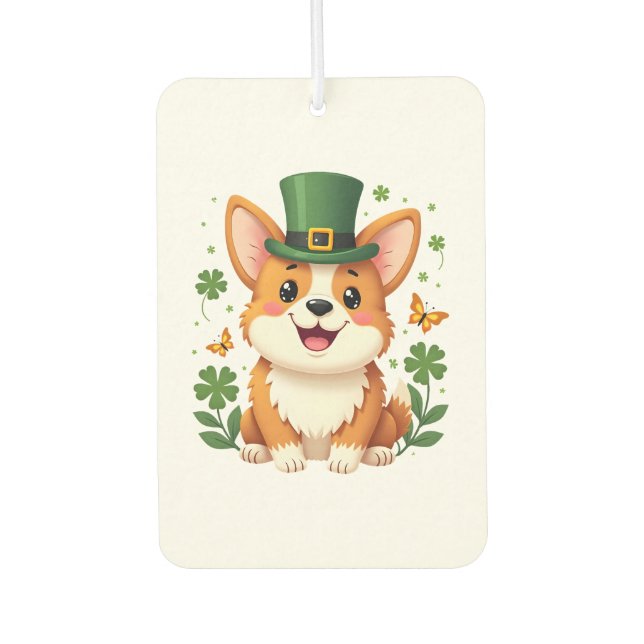 Corgi Lover Shamrock Happy St Patricks Day Air Freshener (Front)