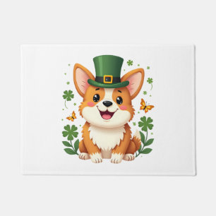 Corgi Lover Shamrock Happy St Patricks Day Doormat
