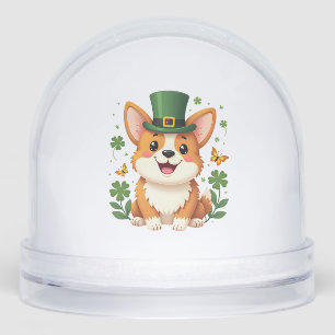 Corgi Lover Shamrock Happy St Patricks Day Snowglobe