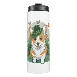 Corgi Lover Shamrock Happy St Patricks Day Thermal Tumbler