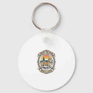 Corgi Lover Shirt Vintage Dog Dad Engraving Design Keychain