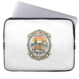 Corgi Lover Shirt Vintage Dog Dad Engraving Design Laptop Sleeve