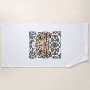 Corgi Lover Shirt Vintage Engraving Funny Dog Desi Beach Towel