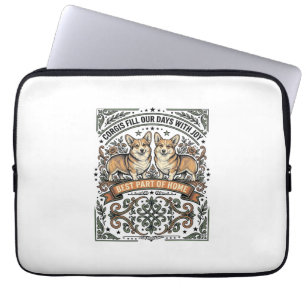 Corgi Lover Shirt Vintage Engraving Funny Dog Desi Laptop Sleeve