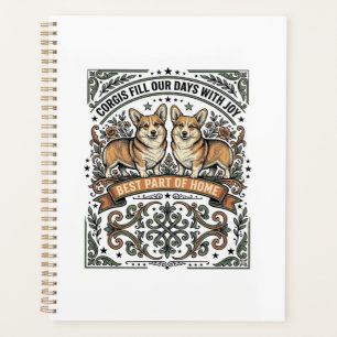 Corgi Lover Shirt Vintage Engraving Funny Dog Desi Planner