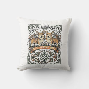 Corgi Lover Shirt Vintage Engraving Funny Dog Desi Throw Pillow