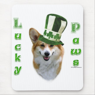 Corgi Lucky Paws; Corgi St Patrick's Day gift Mouse Pad