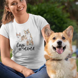 Corgi Mama Cute Watercolor dog T-Shirt