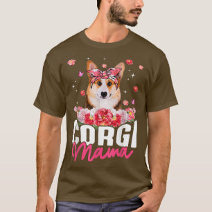 Corgi Mama Flower Bandana Dog Lover Mother's Day T T-Shirt