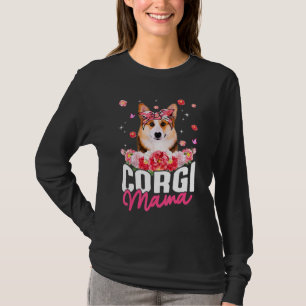 Corgi Mama Flower Bandana Dog   Mother's Day T-Shirt