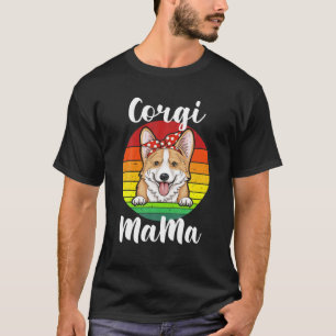 Corgi Mama Mom Red Polka Retro Rainbow Dog Lover T-Shirt
