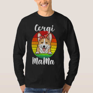 Corgi Mama Mom Red Polka Retro Rainbow Dog Lover T-Shirt