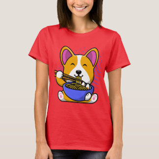 Corgi Manger Ramen Cute Kawaii Noodles T-Shirt