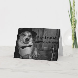 Corgi martini shaker birthday card