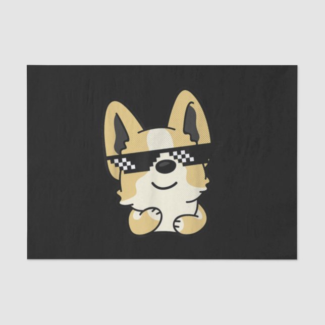 Corgi Meme Pixel Sunglasses Cute Dog Tissue Paper (Front)