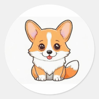Corgi mignon sur Sticker arrière - plan blanc