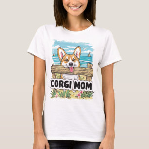 Corgi Mom Peeking T-Shirt