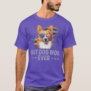 Corgi Mom Vintage American Flag Patriotic Dog Love T-Shirt
